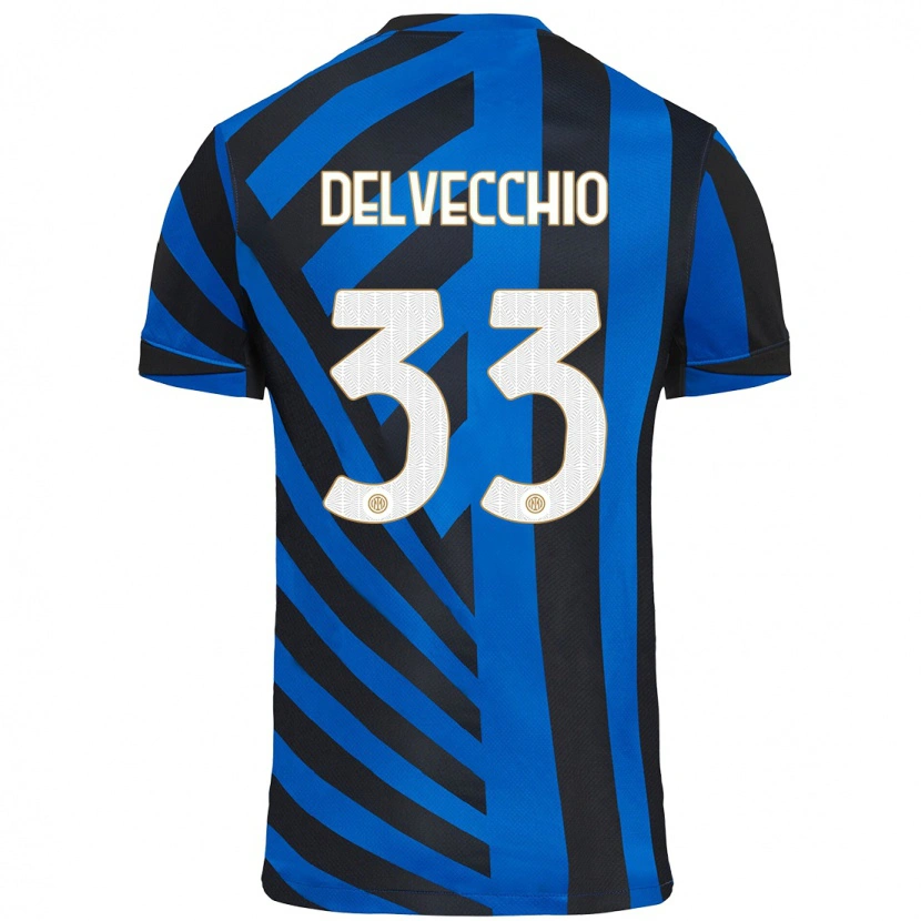 Danxen Kinderen Gabriele Delvecchio #33 Blauw Zwart Thuisshirt Thuistenue 2024/25 T-Shirt