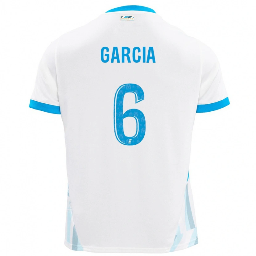 Danxen Kinderen Ulisses Garcia #6 Wit Hemelsblauw Thuisshirt Thuistenue 2024/25 T-Shirt