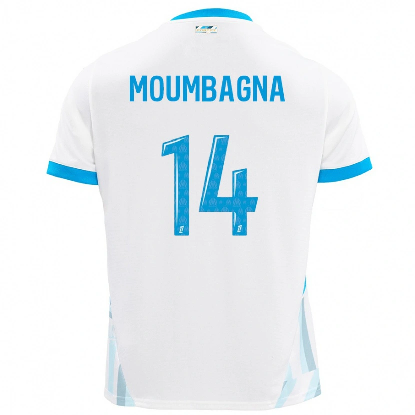 Danxen Kinderen Faris Moumbagna #14 Wit Hemelsblauw Thuisshirt Thuistenue 2024/25 T-Shirt