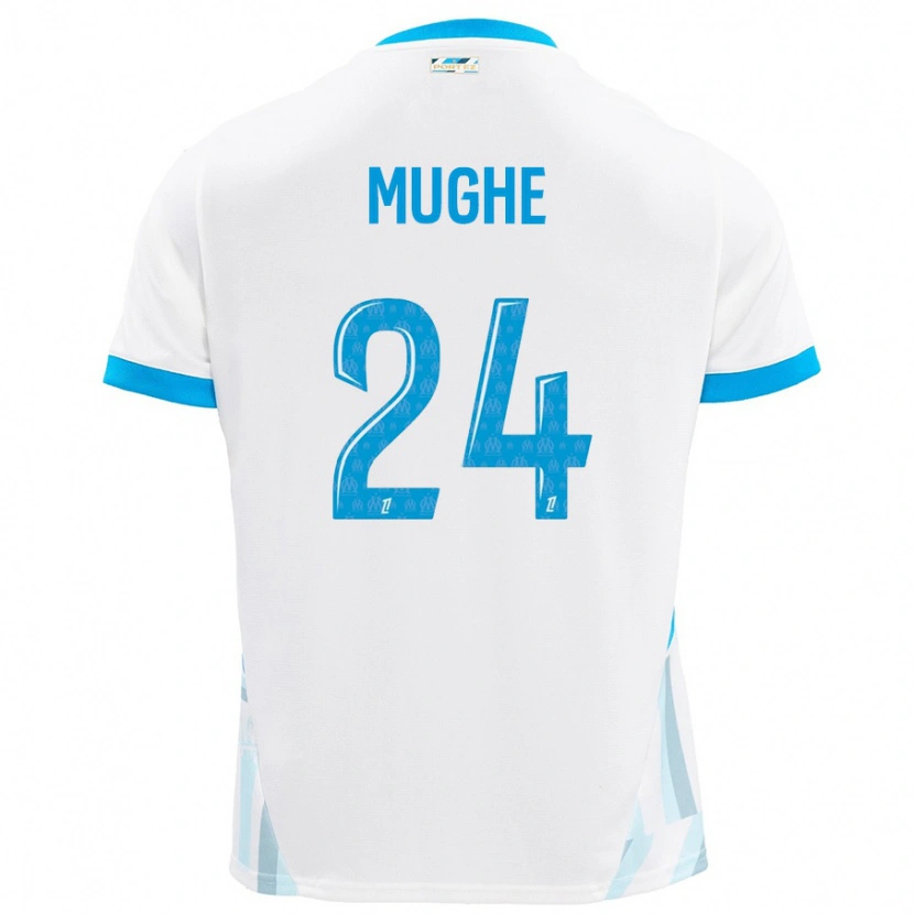 Danxen Kinderen François Mughe #24 Wit Hemelsblauw Thuisshirt Thuistenue 2024/25 T-Shirt