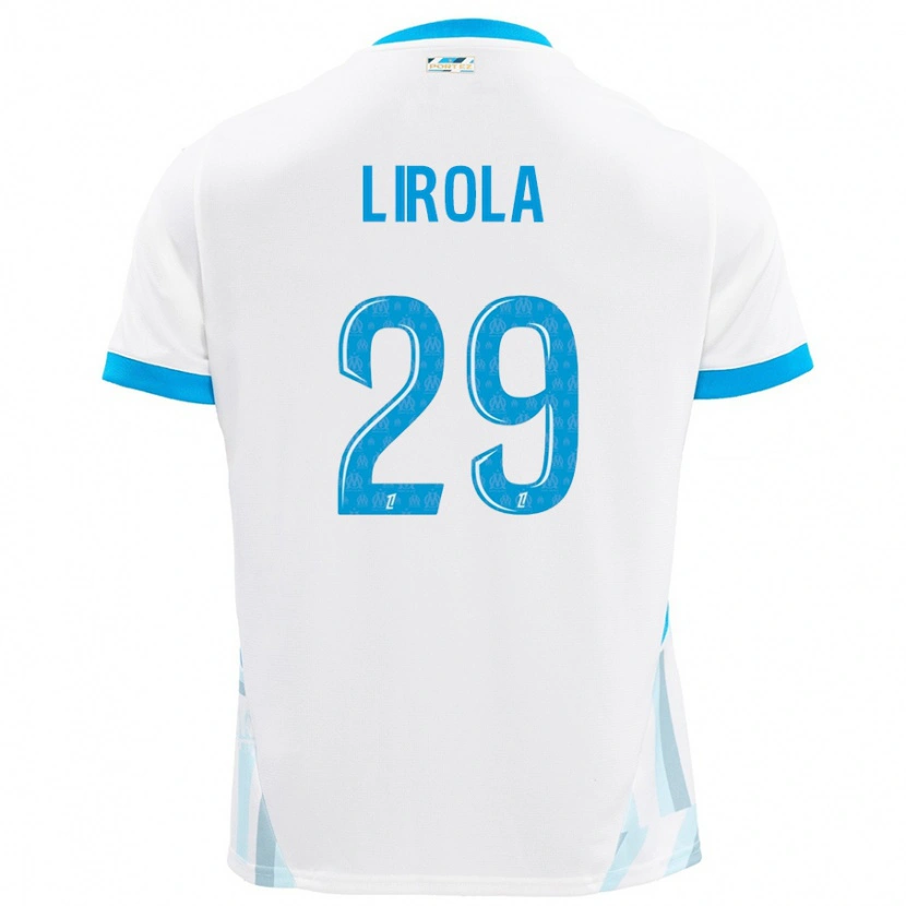 Danxen Kinderen Pol Lirola #29 Wit Hemelsblauw Thuisshirt Thuistenue 2024/25 T-Shirt