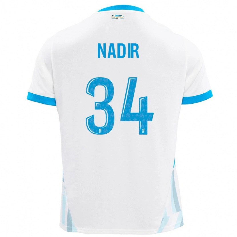 Danxen Kinderen Bilal Nadir #34 Wit Hemelsblauw Thuisshirt Thuistenue 2024/25 T-Shirt