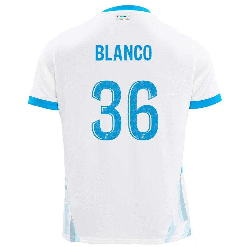 Danxen Kinderen Rubén Blanco #36 Wit Hemelsblauw Thuisshirt Thuistenue 2024/25 T-Shirt