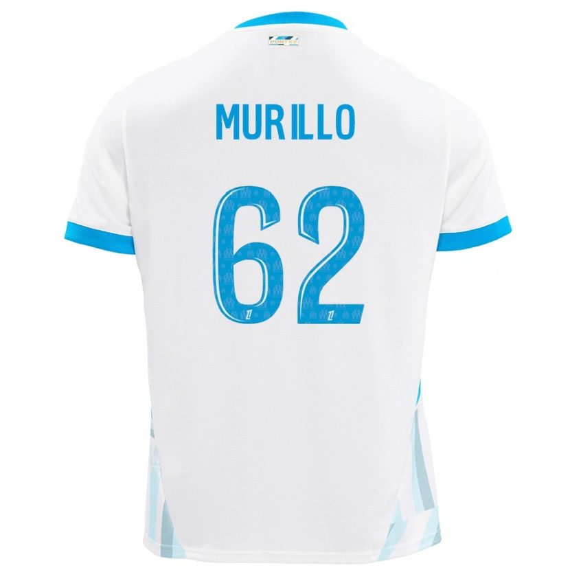 Danxen Kinderen Amir Murillo #62 Wit Hemelsblauw Thuisshirt Thuistenue 2024/25 T-Shirt