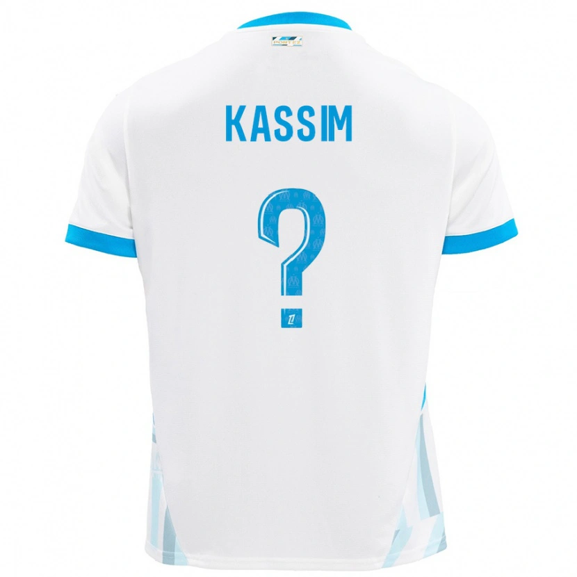 Danxen Kinderen Kassim Abdallah #0 Wit Hemelsblauw Thuisshirt Thuistenue 2024/25 T-Shirt