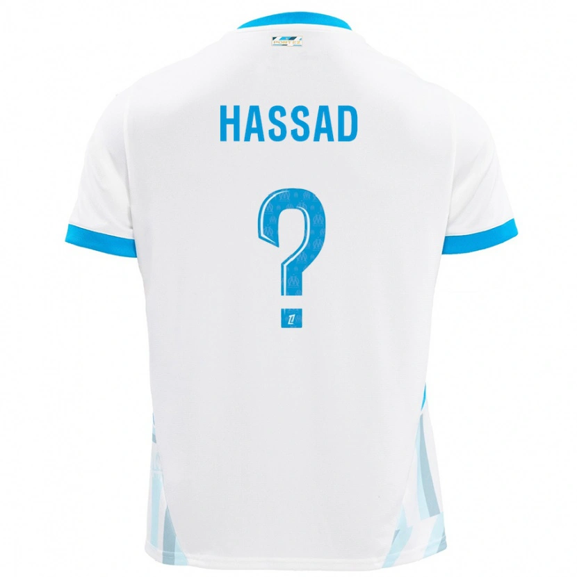 Danxen Kinderen Rayan Hassad #0 Wit Hemelsblauw Thuisshirt Thuistenue 2024/25 T-Shirt