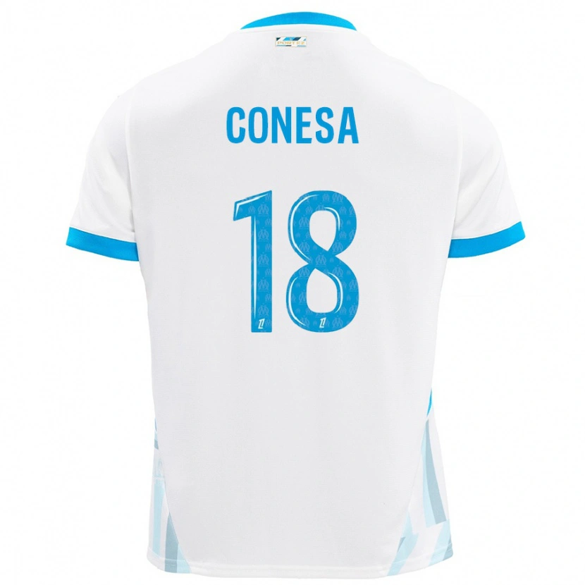 Danxen Kinderen Anna Conesa #18 Wit Hemelsblauw Thuisshirt Thuistenue 2024/25 T-Shirt