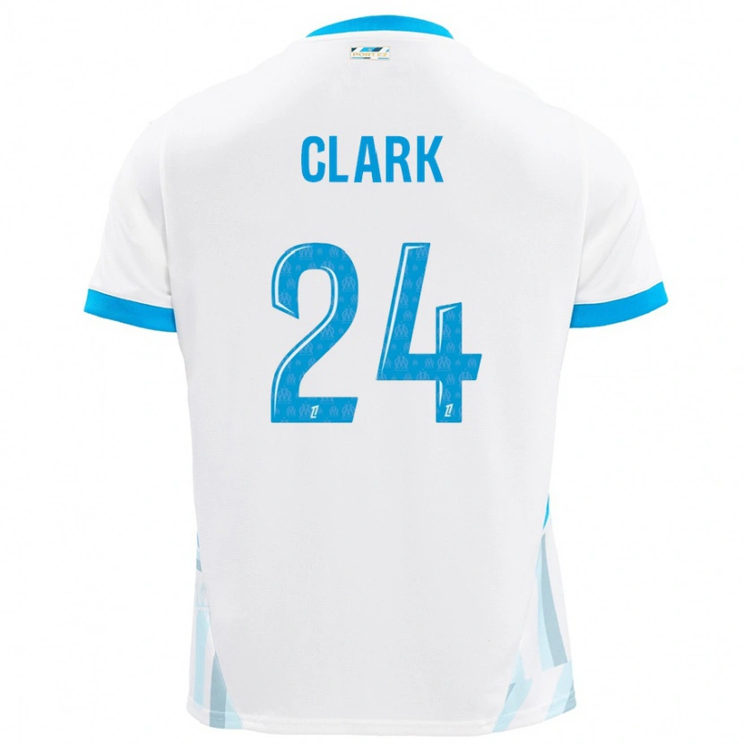 Danxen Kinderen Ashley Clark #24 Wit Hemelsblauw Thuisshirt Thuistenue 2024/25 T-Shirt