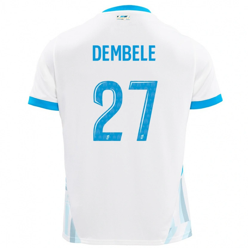 Danxen Kinderen Coumba Dembélé #27 Wit Hemelsblauw Thuisshirt Thuistenue 2024/25 T-Shirt