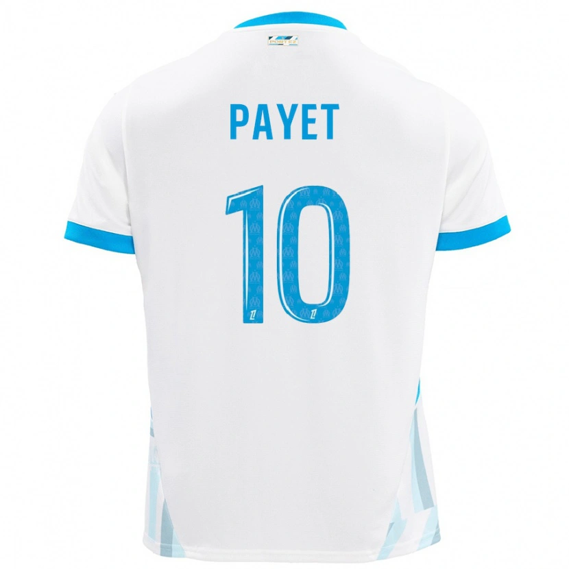 Danxen Kinderen Dimitri Payet #10 Wit Hemelsblauw Thuisshirt Thuistenue 2024/25 T-Shirt