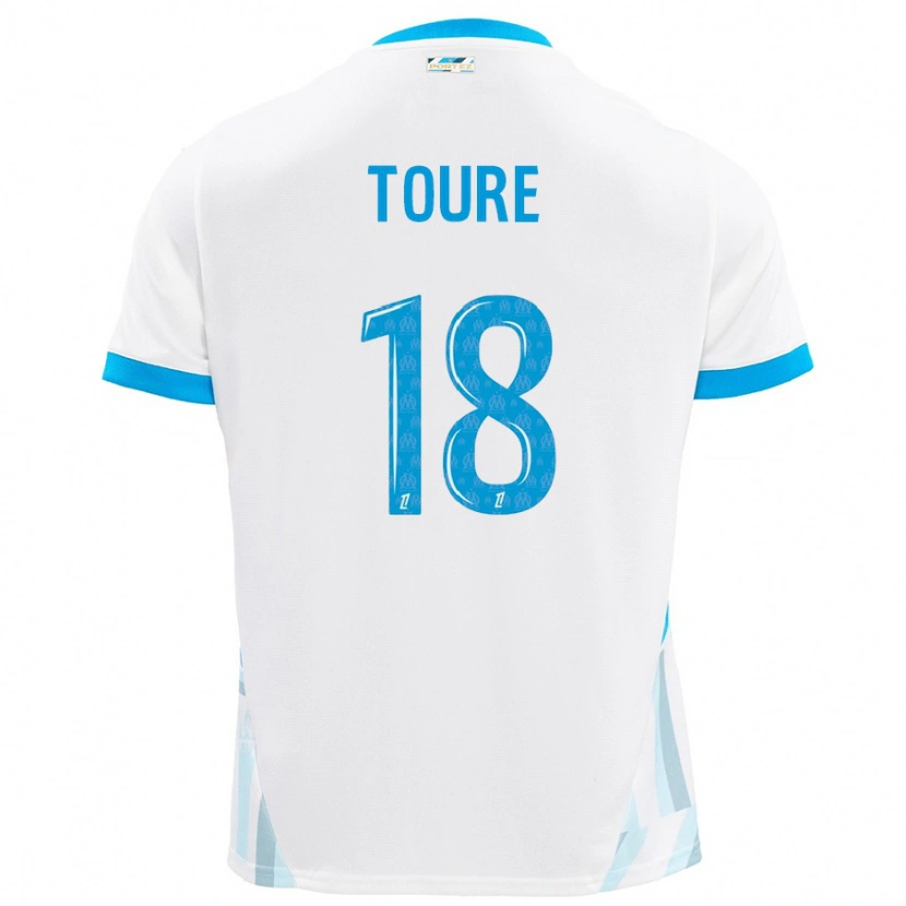 Danxen Kinderen Isaak Toure #18 Wit Hemelsblauw Thuisshirt Thuistenue 2024/25 T-Shirt