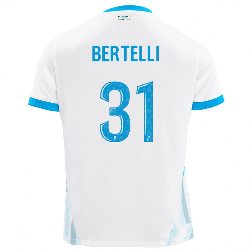 Danxen Kinderen Ugo Bertelli #31 Wit Hemelsblauw Thuisshirt Thuistenue 2024/25 T-Shirt