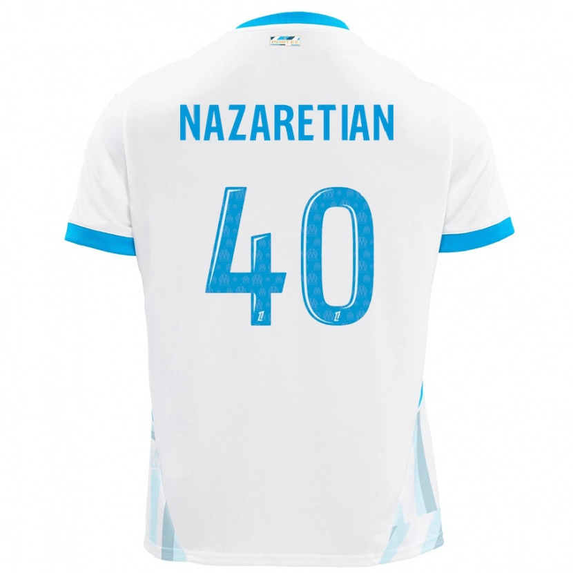 Danxen Kinderen Manuel Nazaretian #40 Wit Hemelsblauw Thuisshirt Thuistenue 2024/25 T-Shirt