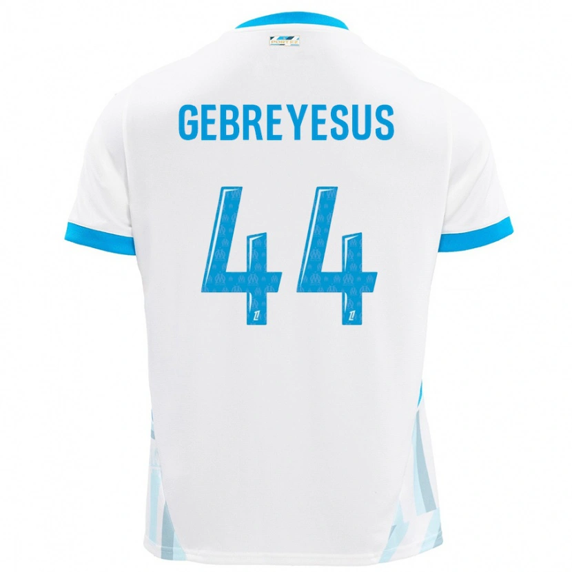 Danxen Kinderen Esey Gebreyesus #44 Wit Hemelsblauw Thuisshirt Thuistenue 2024/25 T-Shirt