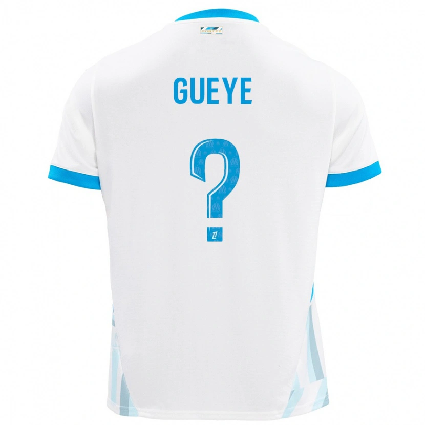 Danxen Kinderen Daouda Gueye #0 Wit Hemelsblauw Thuisshirt Thuistenue 2024/25 T-Shirt