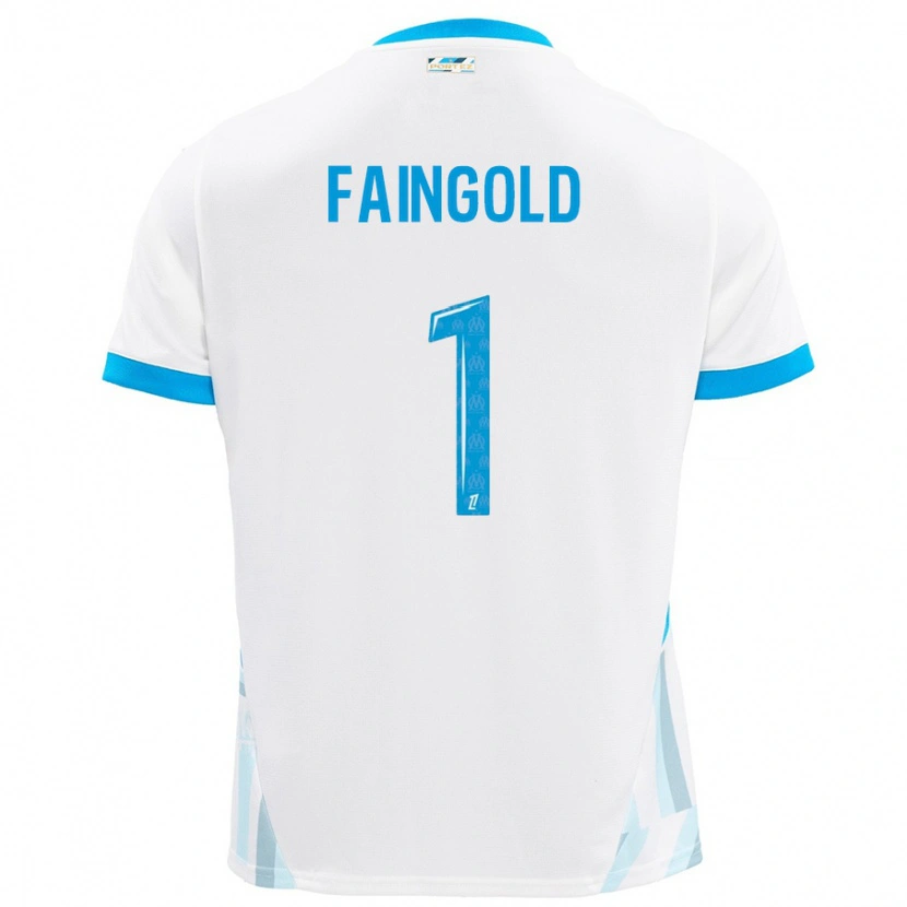 Danxen Kinderen Abbie Faingold #1 Wit Hemelsblauw Thuisshirt Thuistenue 2024/25 T-Shirt