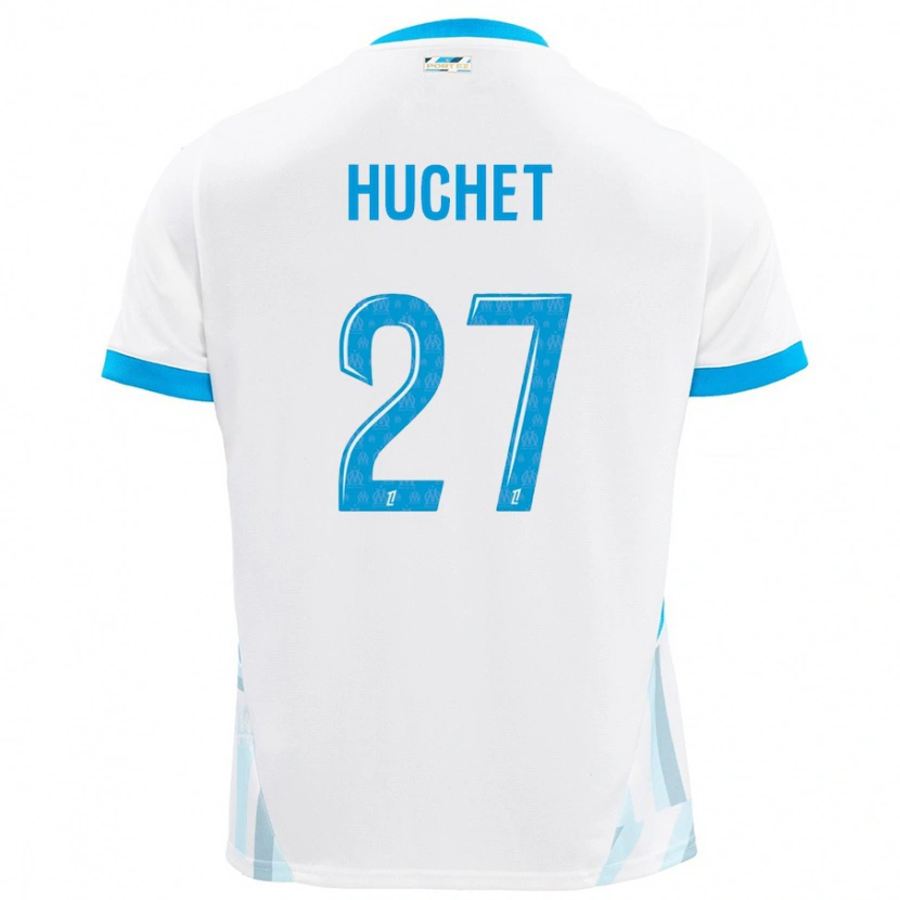 Danxen Kinderen Sarah Huchet #27 Wit Hemelsblauw Thuisshirt Thuistenue 2024/25 T-Shirt