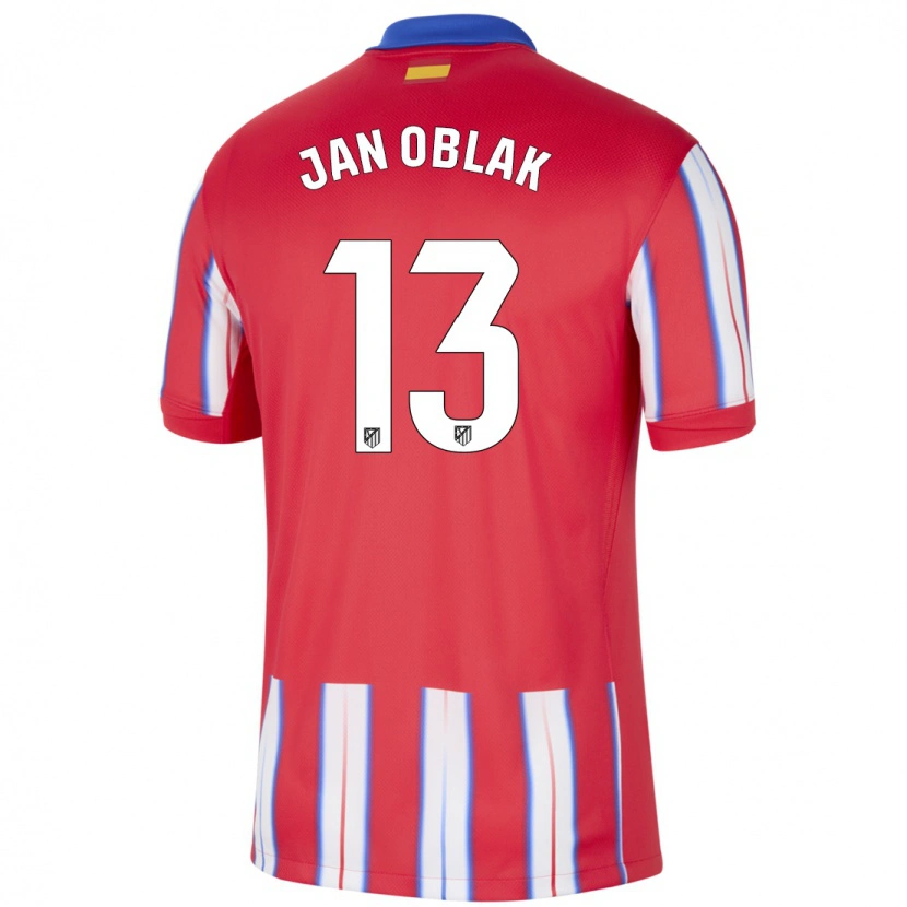 Danxen Kinderen Jan Oblak #13 Rood Wit Blauw Thuisshirt Thuistenue 2024/25 T-Shirt