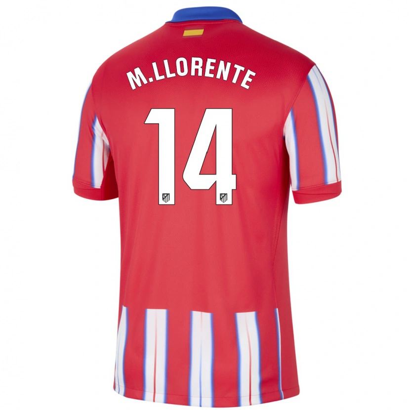 Danxen Kinderen Marcos Llorente #14 Rood Wit Blauw Thuisshirt Thuistenue 2024/25 T-Shirt