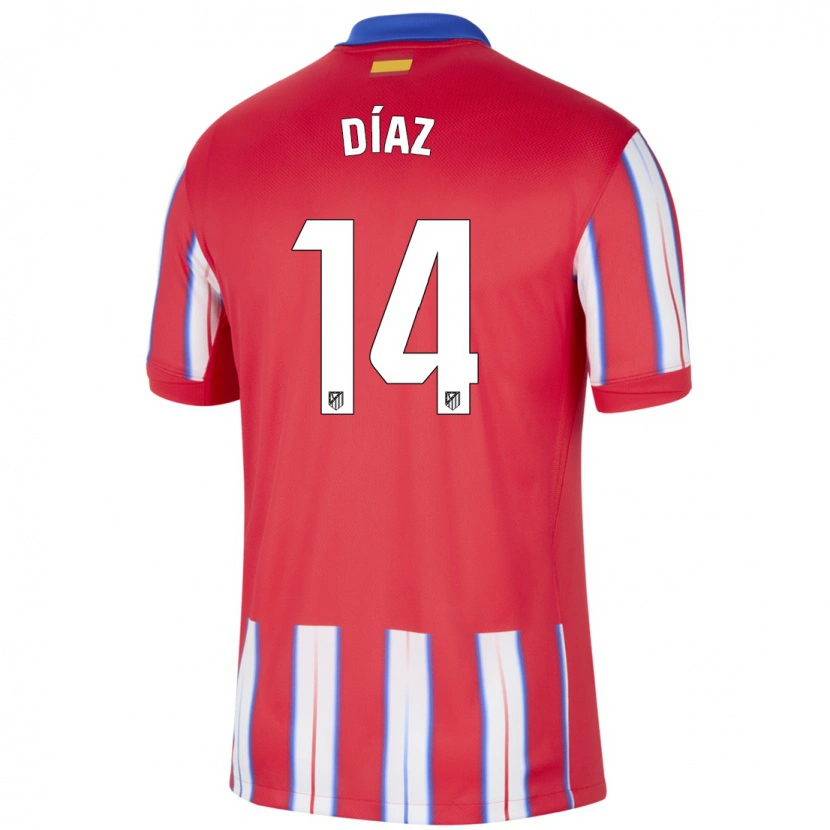 Danxen Kinderen Javier Díaz #14 Rood Wit Blauw Thuisshirt Thuistenue 2024/25 T-Shirt