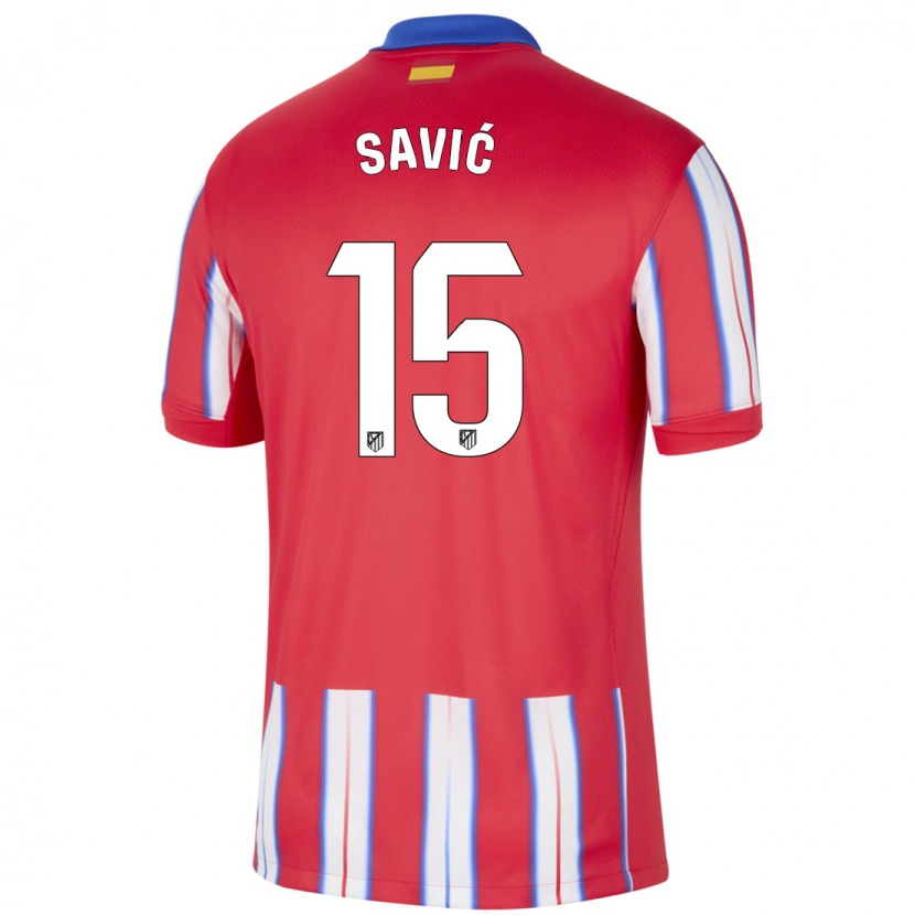 Danxen Kinderen Stefan Savic #15 Rood Wit Blauw Thuisshirt Thuistenue 2024/25 T-Shirt