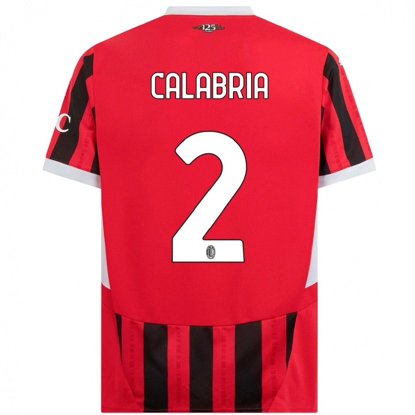 Danxen Kinderen Davide Calabria #2 Rood Zwart Thuisshirt Thuistenue 2024/25 T-Shirt