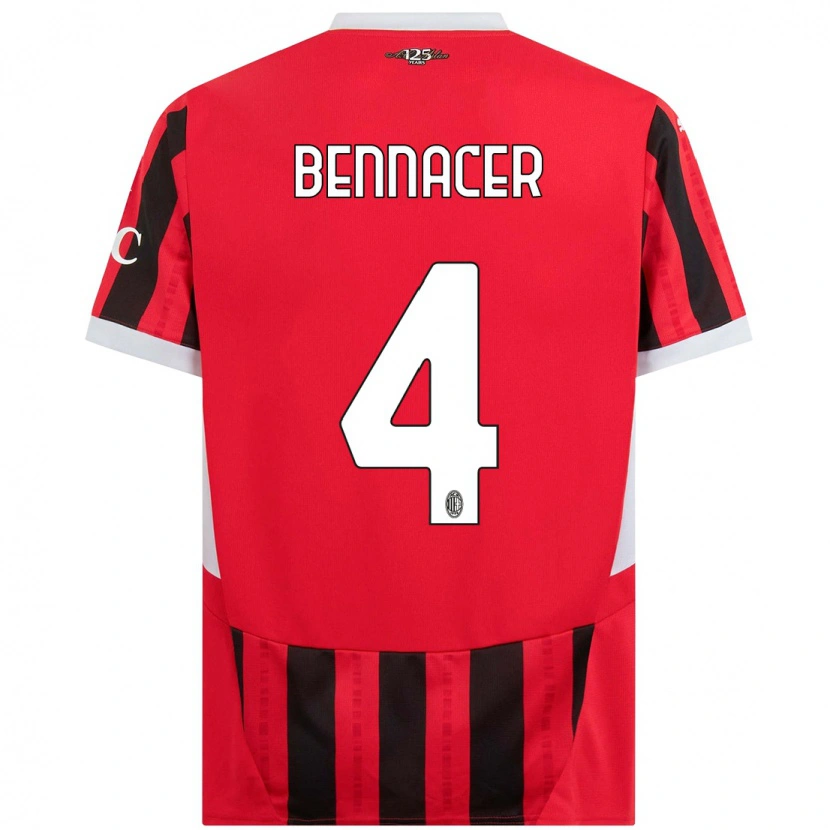 Danxen Kinderen Ismaël Bennacer #4 Rood Zwart Thuisshirt Thuistenue 2024/25 T-Shirt