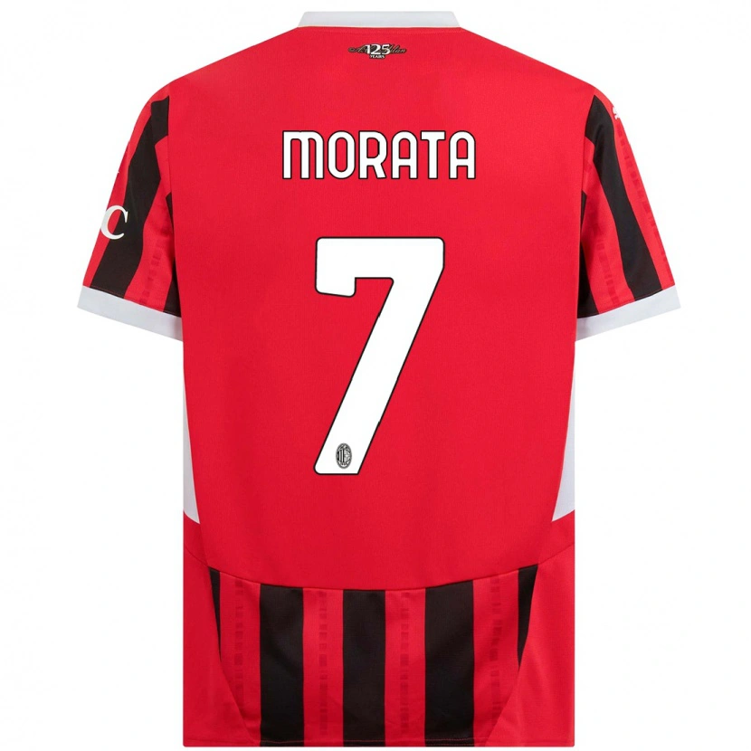 Danxen Kinderen Álvaro Morata #7 Rood Zwart Thuisshirt Thuistenue 2024/25 T-Shirt