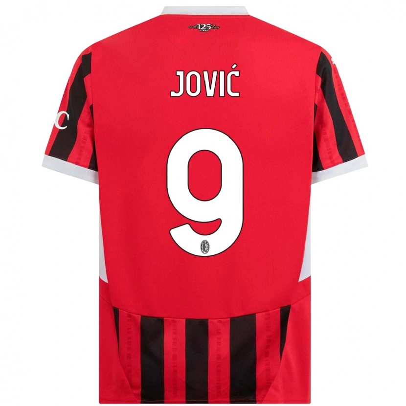 Danxen Kinderen Luka Jović #9 Rood Zwart Thuisshirt Thuistenue 2024/25 T-Shirt