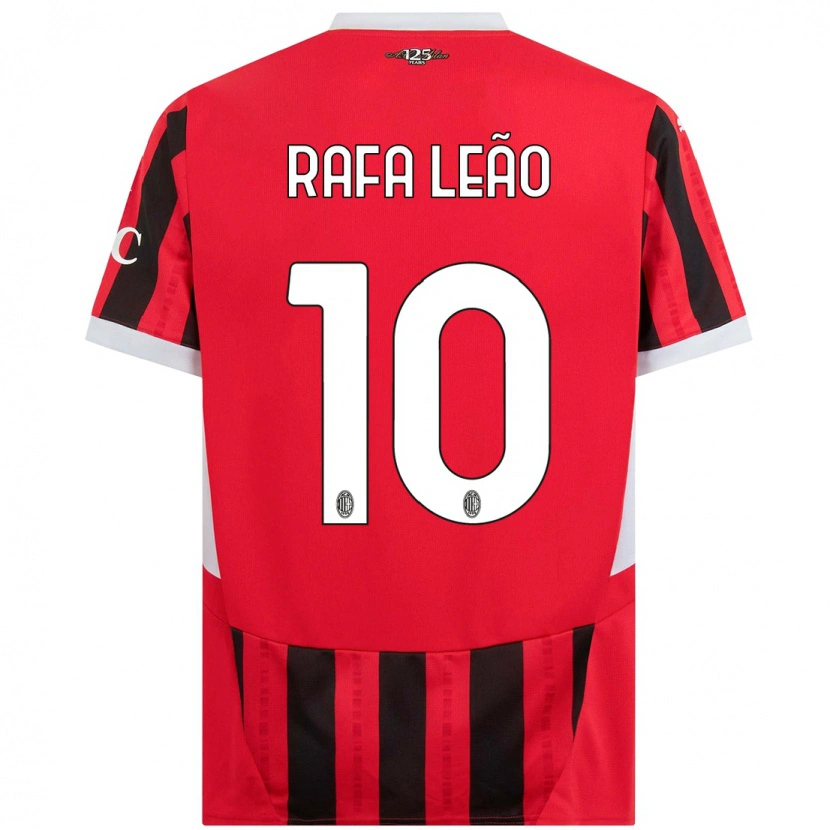 Danxen Kinderen Rafael Leão #10 Rood Zwart Thuisshirt Thuistenue 2024/25 T-Shirt