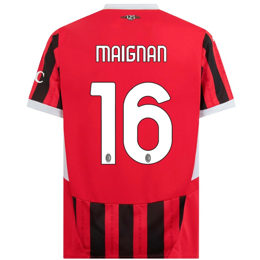 Danxen Kinderen Mike Maignan #16 Rood Zwart Thuisshirt Thuistenue 2024/25 T-Shirt