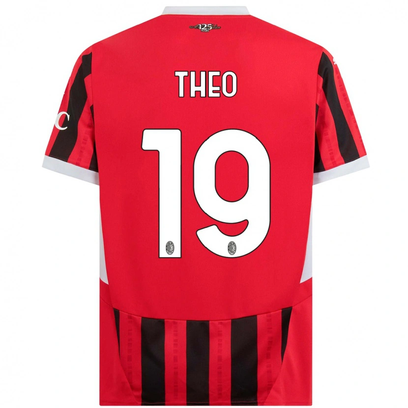 Danxen Kinderen Theo Hernández #19 Rood Zwart Thuisshirt Thuistenue 2024/25 T-Shirt