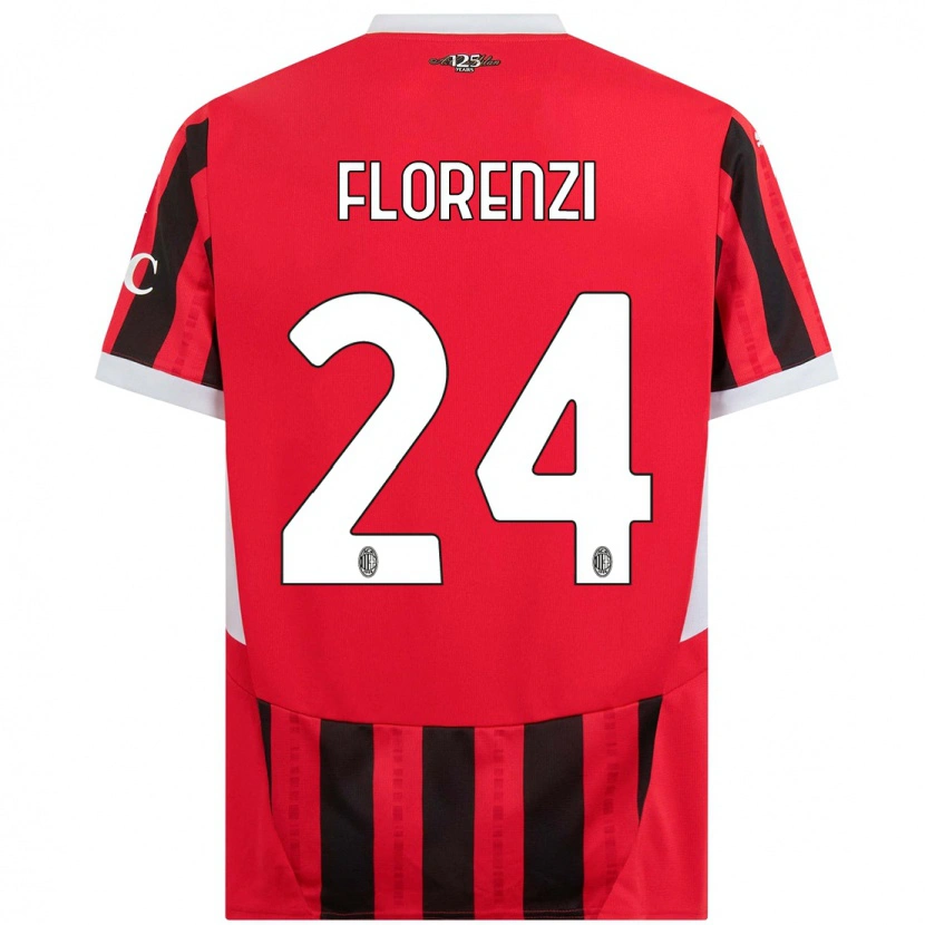 Danxen Kinderen Alessandro Florenzi #24 Rood Zwart Thuisshirt Thuistenue 2024/25 T-Shirt