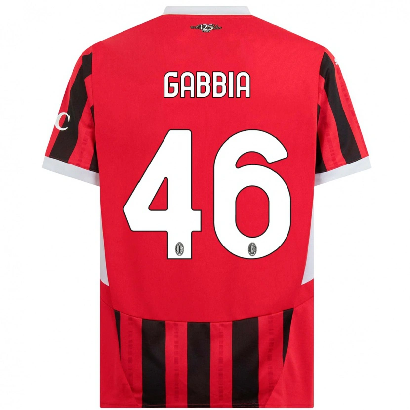 Danxen Kinderen Matteo Gabbia #46 Rood Zwart Thuisshirt Thuistenue 2024/25 T-Shirt