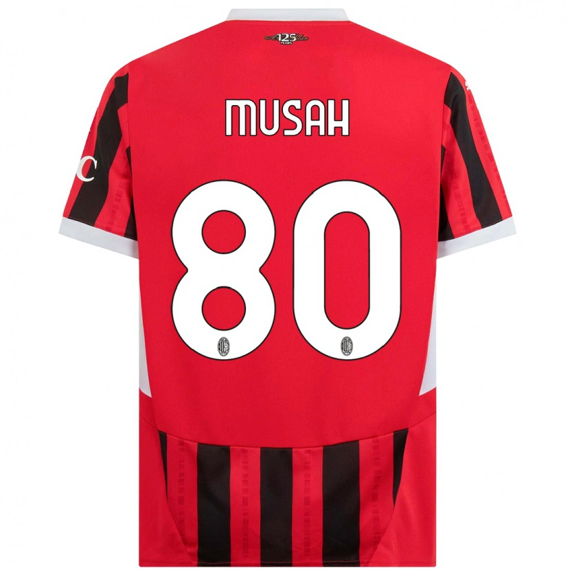 Danxen Kinderen Yunus Musah #80 Rood Zwart Thuisshirt Thuistenue 2024/25 T-Shirt