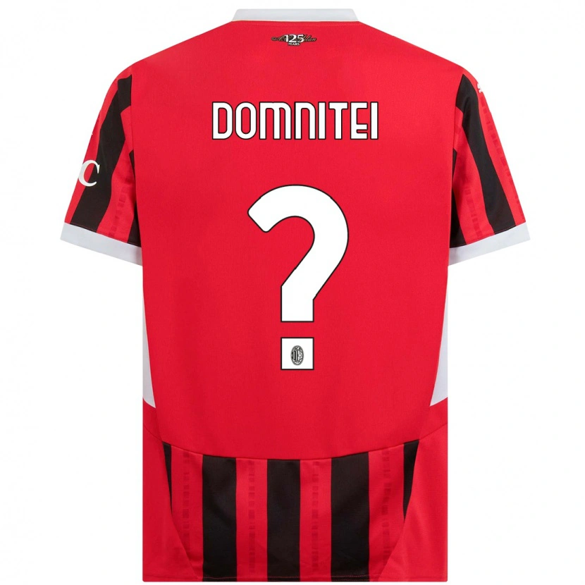 Danxen Kinderen Francesco Domniței #0 Rood Zwart Thuisshirt Thuistenue 2024/25 T-Shirt