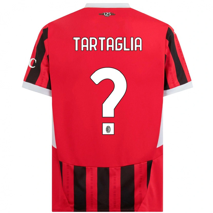 Danxen Kinderen Edoardo Tartaglia #0 Rood Zwart Thuisshirt Thuistenue 2024/25 T-Shirt