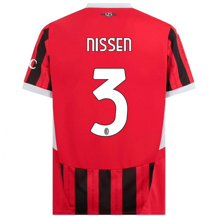 Danxen Kinderen Fredrik Nissen #3 Rood Zwart Thuisshirt Thuistenue 2024/25 T-Shirt