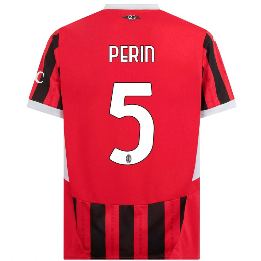 Danxen Kinderen Ernesto Perin #5 Rood Zwart Thuisshirt Thuistenue 2024/25 T-Shirt