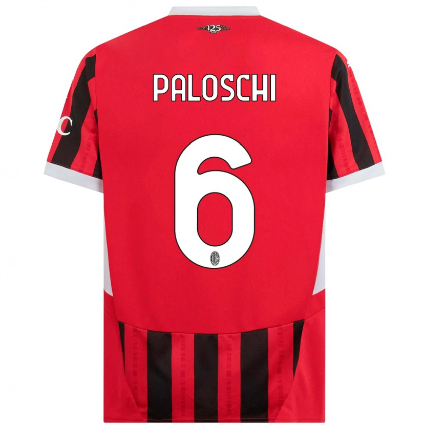 Danxen Kinderen Dorian Paloschi #6 Rood Zwart Thuisshirt Thuistenue 2024/25 T-Shirt