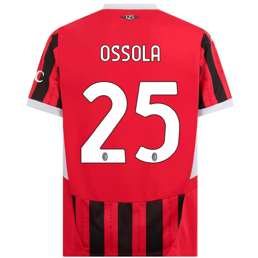 Danxen Kinderen Lorenzo Ossola #25 Rood Zwart Thuisshirt Thuistenue 2024/25 T-Shirt