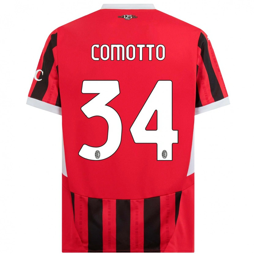 Danxen Kinderen Christian Comotto #34 Rood Zwart Thuisshirt Thuistenue 2024/25 T-Shirt