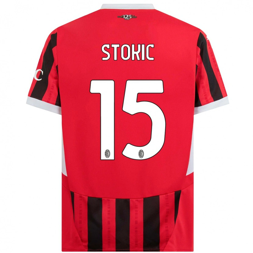 Danxen Kinderen Sara Stokić #15 Rood Zwart Thuisshirt Thuistenue 2024/25 T-Shirt