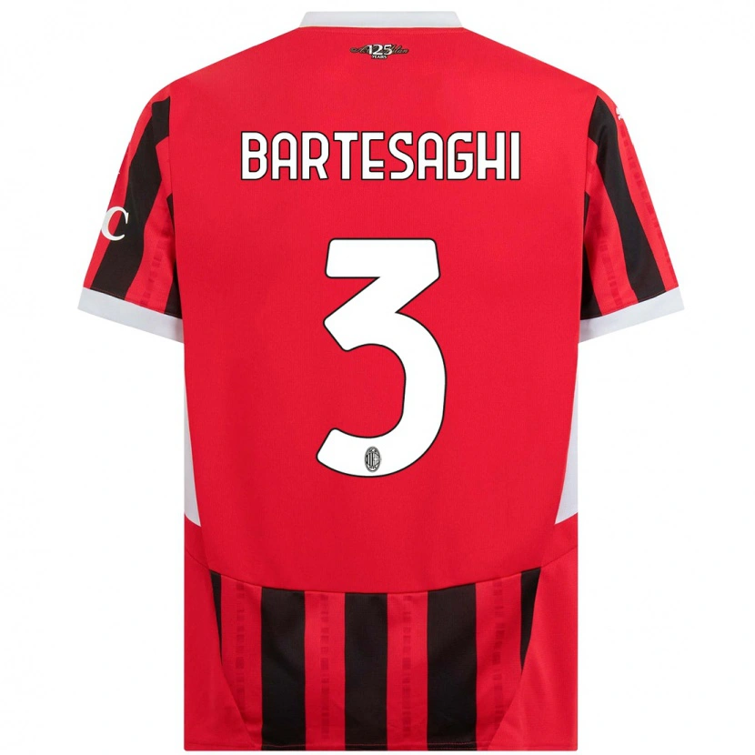 Danxen Kinderen Davide Bartesaghi #3 Rood Zwart Thuisshirt Thuistenue 2024/25 T-Shirt