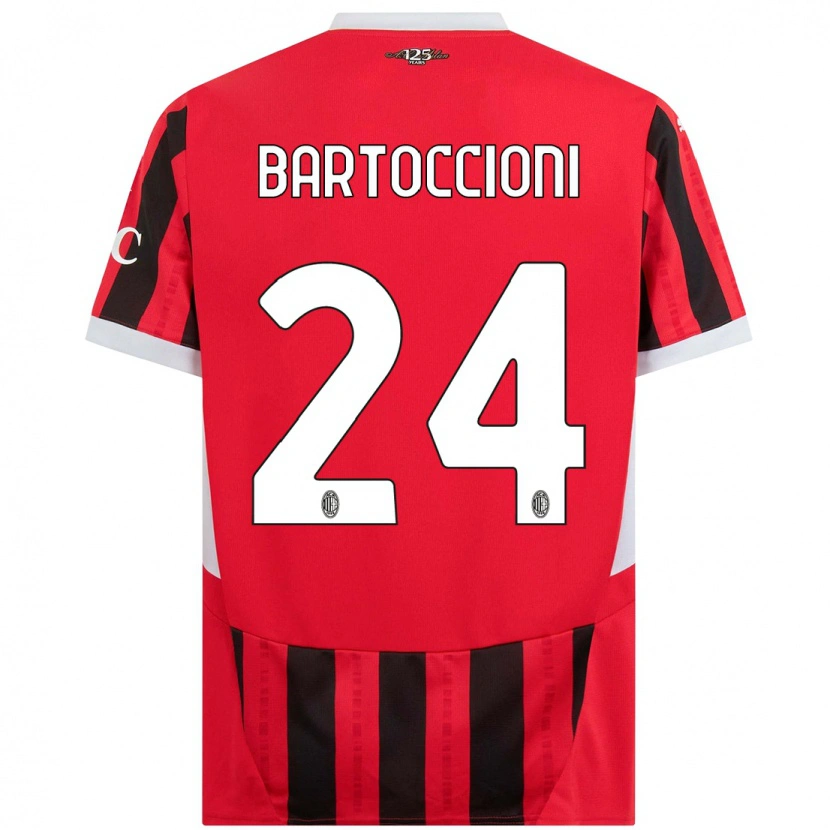 Danxen Kinderen Andrea Bartoccioni #24 Rood Zwart Thuisshirt Thuistenue 2024/25 T-Shirt