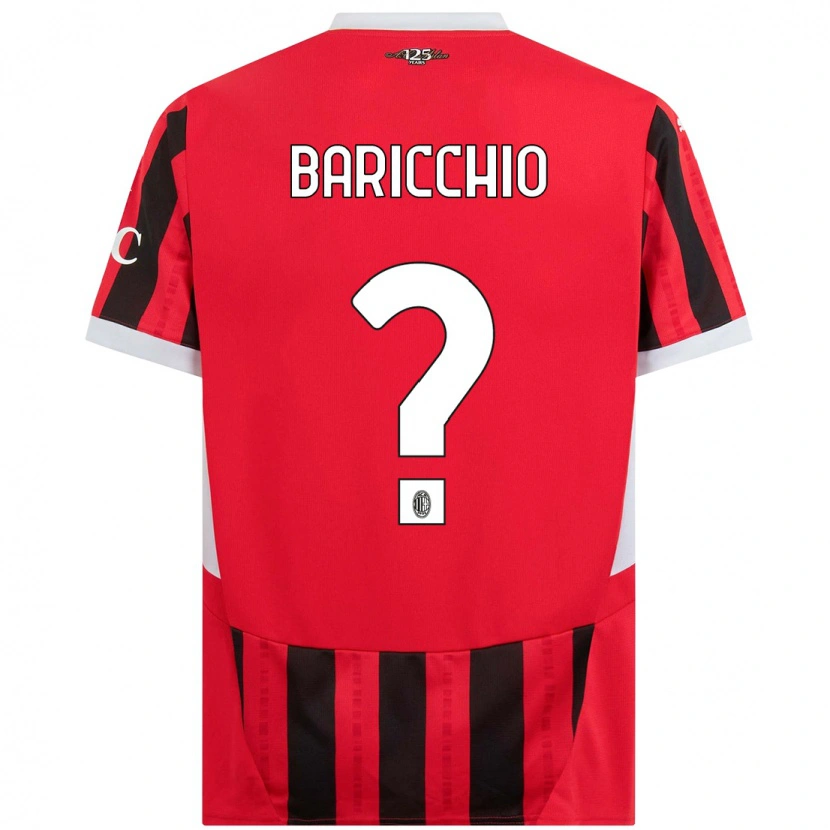 Danxen Kinderen Luca Baricchio #0 Rood Zwart Thuisshirt Thuistenue 2024/25 T-Shirt