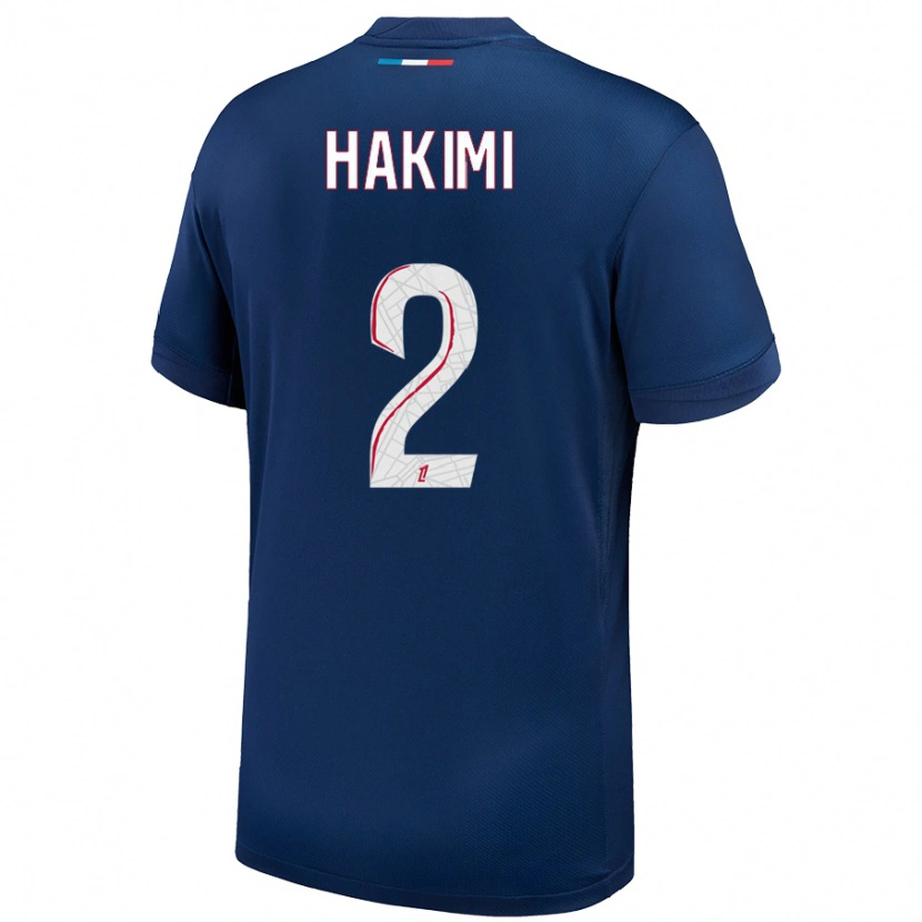 Danxen Kinderen Achraf Hakimi #2 Marineblauw Wit Thuisshirt Thuistenue 2024/25 T-Shirt