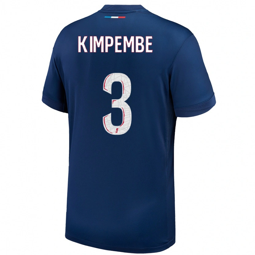 Danxen Kinderen Presnel Kimpembe #3 Marineblauw Wit Thuisshirt Thuistenue 2024/25 T-Shirt