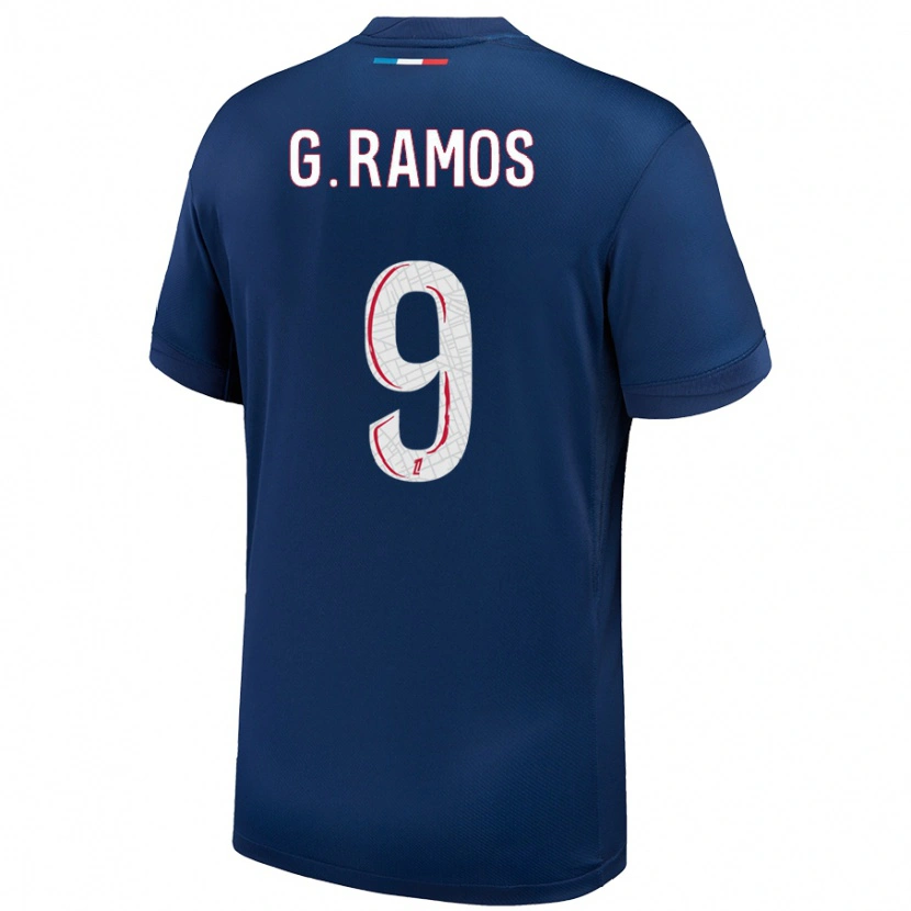 Danxen Kinderen Gonçalo Ramos #9 Marineblauw Wit Thuisshirt Thuistenue 2024/25 T-Shirt