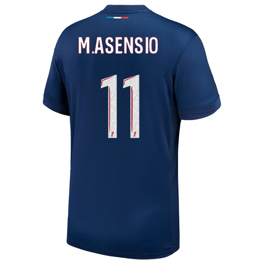 Danxen Kinderen Marco Asensio #11 Marineblauw Wit Thuisshirt Thuistenue 2024/25 T-Shirt